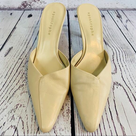Apostrophe cream slip on heels MAKE AN OFFER - Picture 1 of 6